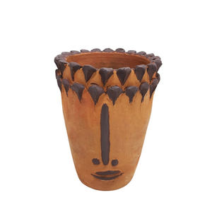 Jarrón de flores con cara hecha de arcilla, jarrón grande de color de terracota, jarrones de cerámica y terracota para decoración del hogar y de la Mesa - Product Image 2