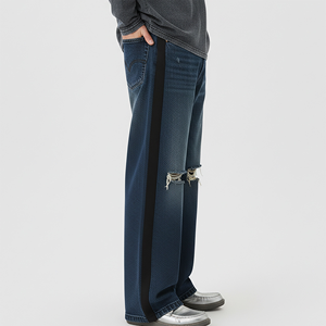 Pantalon en jean épais pour homme, denim rigide en coton 14 oz, qualité supérieure du tissu, jean délavé clair pour homme - Product Image 5
