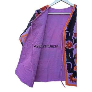 Veste courte d'hiver pour femmes, 10 couleurs, broderie florale Suzani, tricot respirant, tissu en coton écologique, séchage rapide - Product Image 2