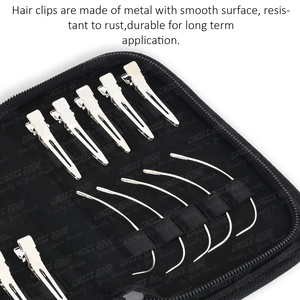 Outils d'extensions de cheveux 5 aiguilles incurvées pour la fabrication de perruques et 12 pinces à cheveux pour la coiffure avec logo personnalisé en acier inoxydable - Product Image 5