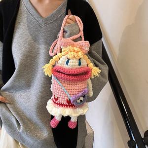 Bolso Bandolera de Algodón Unisex para Niños, Tejido a Crochet, con Lazo y Personajes Lindos, Diseño Infantil y Moderno para Uso Diario - Product Image 4