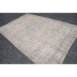 Tapis en laine vintage grand format 6,7x10,2 pieds, gris, patchwork, avec envers en latex, écologique, décoration traditionnelle pour la maison - Product Image 2