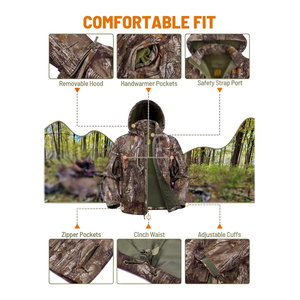 Veste de chasse softshell pour homme, imperméable, imprimé camouflage, respirante et coupe-vent, veste camouflage - Product Image 5