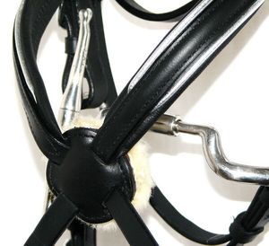 Bride mexicaine rembourrée de confort allemand 8 Muserolle Bridle SILVER PIPING en cuir de haute qualité - Product Image 2
