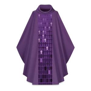 Tissu en polyester conception de logo personnalisé détaillant unisexe tenue de prêtre sacré respirant confortable culte Chasuble Robes - Product Image 4