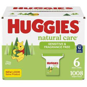 Lingettes pour bébé Huggies Natural Care Sensitive, non parfumées, 6 paquets de recharge, 1008 lingettes - Product Image 1