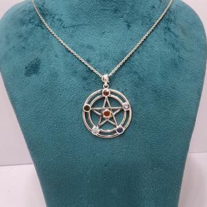 925 Sterling Silver AA Quality Handmade Vintage Star Shape Pendentif Multi Gemstone Bezel Setting Pièce de créateur unique pour la fête - Product Image 6