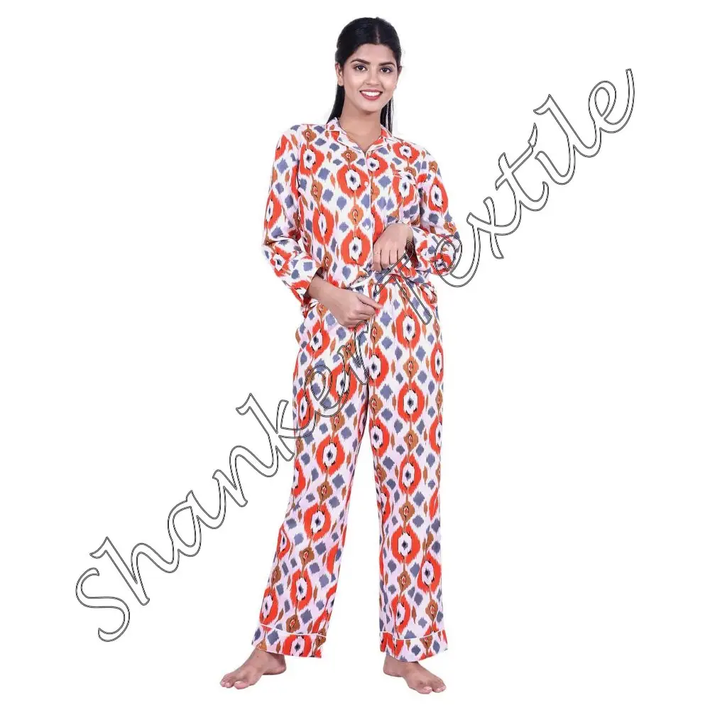 Indischer 100 % Reine Baumwolle Pyjama Damen Baumwolle Pj-Set Ultra weiche Baumwolle Hosenhemden Set Lässige Nachtwäsche Damen Nachtanzug