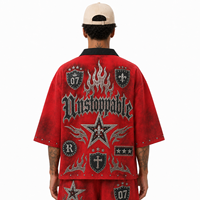 Polo pour homme de luxe vintage, personnalisé OEM, brodé et imprimé, style gothique, 300 grammes, 8XL, en coton