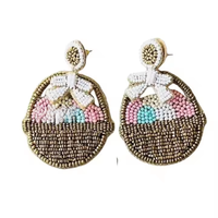 Boucles d'oreilles brodées de perles de lapin blanc, bijoux en perles de riz faits à la main, style classique pour femmes, directement d'Inde