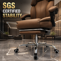 Chaise de bureau de direction Ultimate Comfort avec repose-pieds rétractable - Chaise de bureau inclinable de qualité supérieure en cuir marron pour bureau haut de gamme