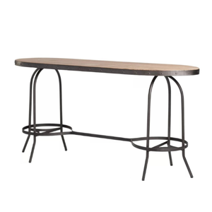 Table basse ovale contemporaine en bois avec pied en métal pour meubles de café à la maison - Product Image 1