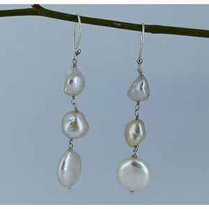 Freshwater Pearl 925 Sterling <b>Silver</b> Handmade <b>Dangle</b> <b>Earrings</b> for Women Boho Style 18K Gold Perfect Gift for Her - Product Image 3