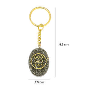 Porte-clés en pyrite Orgone avec symbole Zibu pour attirer l'argent - Lot de 2 porte-clés en cristal avec mousqueton - Product Image 3