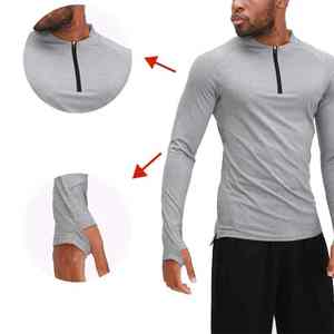 T-shirt de sport pour homme, haut athlétique, polyester blanc lavé, séchage rapide, ajusté, pour musculation, fitness, gym - Product Image 5