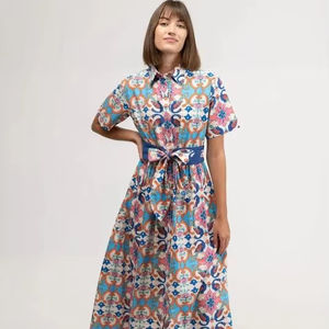 2024 personnalisé élégant long bloc imprimé fleuri robe ukrainienne pour les femmes à la main tenue décontractée Europe Style tissé tissage - Product Image 1