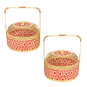 CESTA DE REGALO DE BAMBÚ artesanal con diseño de flores Opciones al por mayor para venta al por menor y EventsBasket para embalaje de regalo - Product Image 1