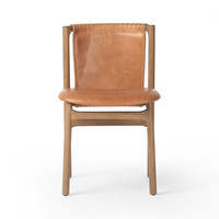 Chaise de salle à manger en teck indonésien moderne de haute qualité avec siège en cuir véritable imperméable pour appartement, maison, bar, restaurant