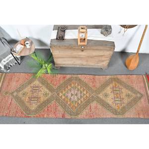 พรมสไตล์ตุรกีโบราณสไตล์โบโฮสีน้ำตาลแดงขนาด2.8 x 10.2ft พรมขนสัตว์ด้านหลังสำหรับโถงข้างเตียง - Product Image 4