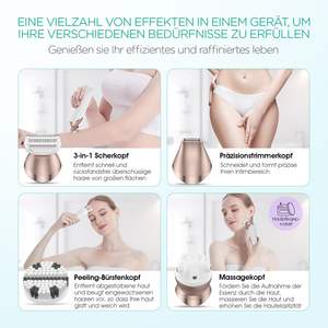 Depiladora Eléctrica 4 en 1 para Mujer, Recortadora Íntima, Cepillo Facial Impermeable IPX7 y Masajeador para Brazos/Piernas/Axilas y Zona del Bikini - Product Image 4