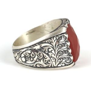 Handcrafted 925 Sterling Silver Rectangular Agate Stone Men's <b>Ring</b> for Hip Hop Style-Invisible Setting - Product Image 4