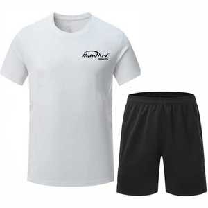 Ensemble T-shirt et short respirant 100 % coton, style urbain, personnalisé, élégant, OEM pour homme, été - Product Image 1