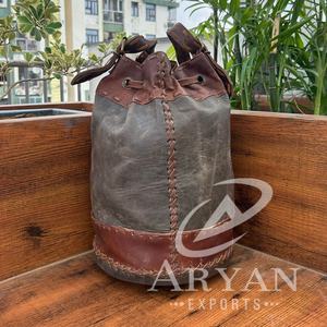 Sac seau en cuir véritable pleine fleur pochette en cuir occidental avec cordon de serrage sac à bandoulière femmes 100% sacs faits à la main en cuir de vache - Product Image 1