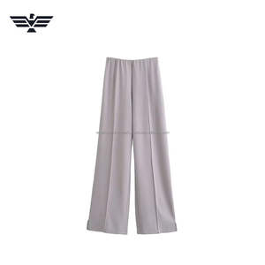 Pantalon large à taille haute élastique pour femme de qualité supérieure |   Pantalons respirants à coupe classique |   Vêtements décontractés et de bureau - Product Image 3
