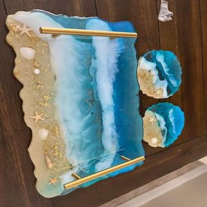 Stylish Handmade Classic Resin Tray for Serving Snacks Drinks Jewelry Keys Reusable Sustainable <b>Tableware</b> Beverage Living Room - Product Image 6