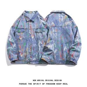 Diseño personalizado al por mayor chaqueta de mezclilla de los hombres de estilo holgado totalmente impreso bordado de algodón de mezclilla chaquetas de mezclilla chaqueta de pintura - Product Image 2