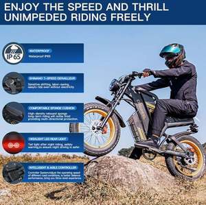 จักรยานไฟฟ้า GT20 รุ่นใหม่ล่าสุดสำหรับผู้ใหญ่ มอเตอร์ 1500W/3000W แบตเตอรี่ถอดได้ 25AH 40AH ระยะทางสูงสุด 93-145 ไมล์ รับประกัน 3 ปี - Product Image 2