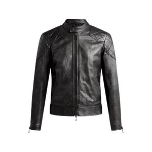 Chaqueta de cuero genuino de piel de oveja delgada para hombre y mujer, botones adornados, soporte, cremallera de moto de invierno - Product Image 3