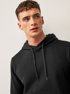 Sweat-shirt unisexe uni avec poches et cordon de serrage, sweat-shirt en polaire épais décontracté pour hommes et femmes, vêtements d'hiver en noir - Product Image 3