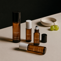 Flacon roll-on en verre ambré 2ml 3ml 5ml 10ml, flacon roll-on mince pour huiles essentielles et échantillons de parfum, lot en vrac pour kit de découverte