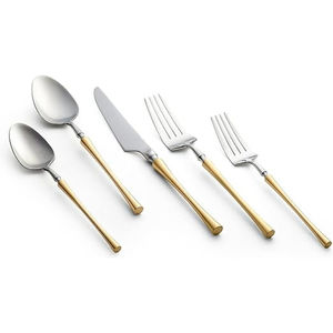 Design personnalisé de la meilleure qualité, couverts à poignée noire mate et dorée, ensemble de couverts en acier inoxydable pour la maison, hôtel, vaisselle - Product Image 2
