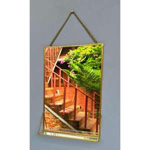 Miroir décoratif avec étagère en laiton et miroir/verre utilisé pour la décoration intérieure, la vitrine et le rangement, fournisseur d'Inde - Product Image 1