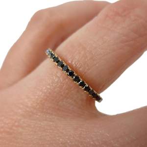 Round Cut Prong Setting <b>Black</b> Diamond Eternity <b>Ring</b> For <b>Women</b> - Product Image 4
