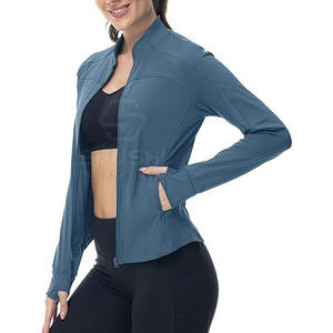 Veste de yoga respirante à la mode pour vêtements de sport Poches extérieures à fermeture éclair Design de luxe Logo personnalisé Haute qualité écologique - Product Image 4