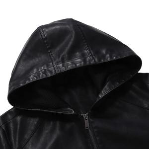 Veste en cuir PU à capuche de haute qualité pour hommes Nouvelle veste pour hommes sur mesure Vente en gros Veste d'hiver à fermeture éclair pour homme - Product Image 6