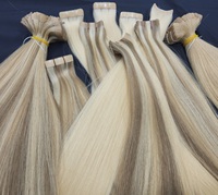 Extensiones de Cabello Humano Vietnamita Virgen Multicolor con Cinta Adhesiva, Precio de Fábrica, Rubio Cenizo y Piano Destacados