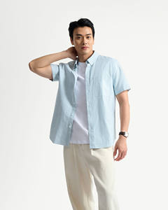 100% Premium Cotton Men's Casual Short-Sleeve Striped <b>Shirt</b> with <b>Button</b> Down Collar Autumn Fitted Style by Routine Vietnam - Product Image 1