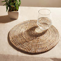 Assiettes de présentation en raphia blanc, prix le plus bas, sets de table en jonc de mer, sets de table naturels en herbe de mer