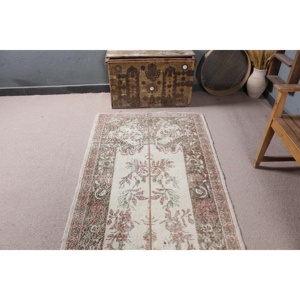 Turkish Rug 3.3x10.3 ft Eco-Friendly Vintage <b>Brown</b> Patchwork <b>Wool</b> Rug with Latex Backing - Product Image 5