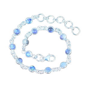Estilo bohemio, pulsera de piedras preciosas de piedra lunar de Plata de Ley 925, joyería hecha a mano, pulsera de plata, joyería para mujer, regalo de boda para ella - Product Image 1