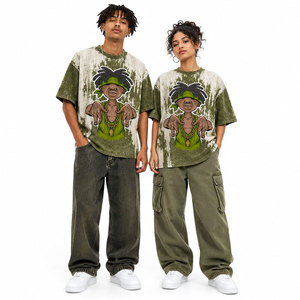 T-shirt surdimensionné pour homme en jersey de coton à motif vert style streetwear avec imprimé de personnage, manches courtes, col rond - Product Image 6