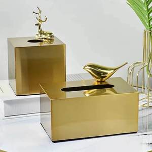 Boîte à mouchoirs en métal doré artisanal pour la maison, la salle de bain et les toilettes, porte-serviettes - Product Image 4