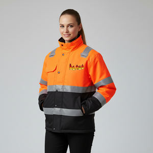 เสื้อแจ็คเก็ตทำงานฤดูหนาวแบบสะท้อนแสง ผ้าฝ้าย ซิปแบบรูดขึ้น-ลง 男女兼用 มาตรฐาน ANSI ระดับ 1 กันน้ำ ทนทาน พร้อมไฟ LED กระพริบ - Product Image 4
