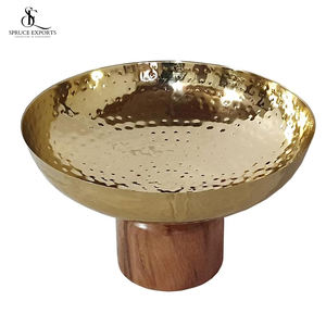 Bol décoratif contemporain élégant en métal et en bois Pièce maîtresse parfaite pour la salle à manger, la cuisine et la décoration intérieure - Product Image 4