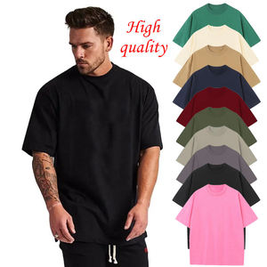 Men's 230gsm 100% Cotton Oversized T-Shirt Custom Logo Screen Print Anti-Wrinkle Heavyweight Solid Pattern Plain Style <b>Tshirts</b> - Product Image 1