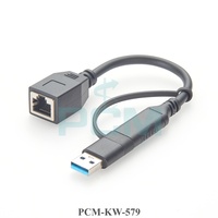 Adaptateur réseau Ethernet Gigabit USB A vers Type-C vers RJ45 8P8C, câble d'assemblage, 1000 Mbps Cat6 pour ordinateur portable, PC, Raspberry Pi